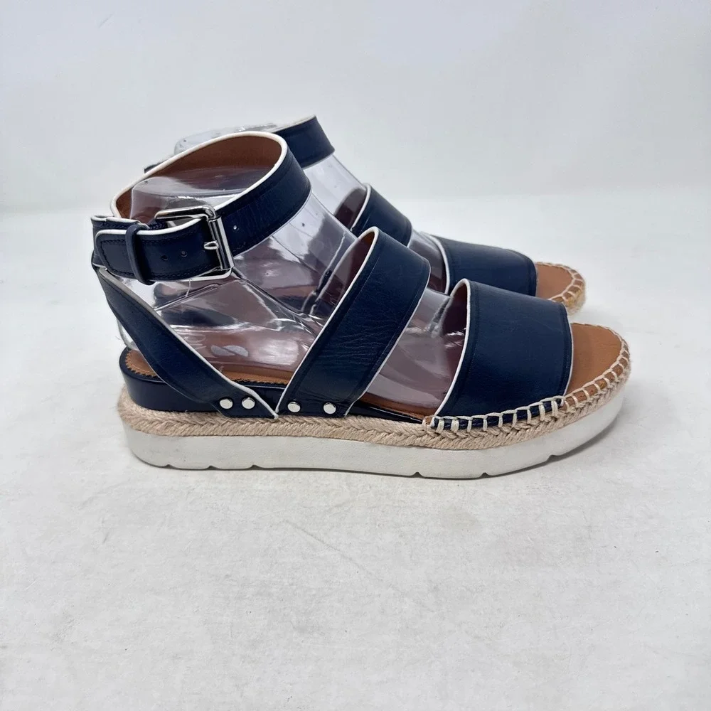 Sarto Franco Sarto Espadrille Platform Sandals Navy Blue Size 8 Nautical Summer